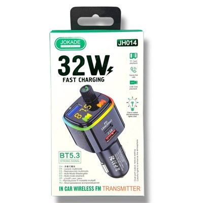 🚗 FM-трансмиттер Bluetooth в авто JOKADE (USB + Type-C)