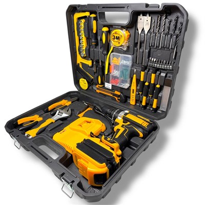 Аккумуляторная дрель-шуруповёрт 21V с набором инструментов (2 АКБ, кейс)